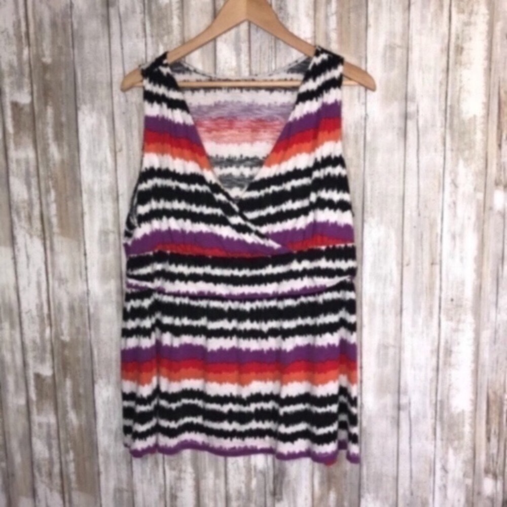 Lane Bryant Striped Surplice Sleeveless Top 22/24 Plus Size Cotton Modal